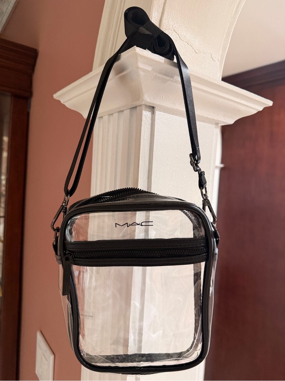 MAC Cosmetics Clear Crossbody Bag with Black Trim